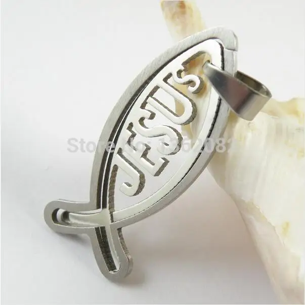 Модные ювелирные изделия 2 в 1 из нержавеющей стали Ichthys Jesus Fish Christian Symbol кулон