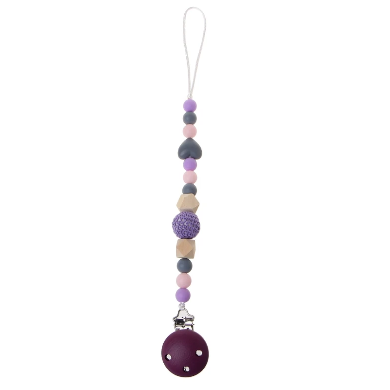 

1Pcs Baby Teether Cute Purple Baby Teething Dummy Pacifier Clip Infant Soother Nipple Strap Chain safe