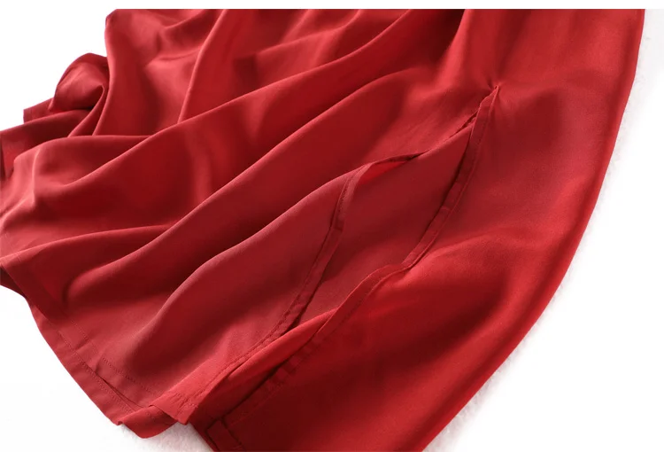 Женское платье с поясом 100% натуральный шелк креп Солис красные длинные