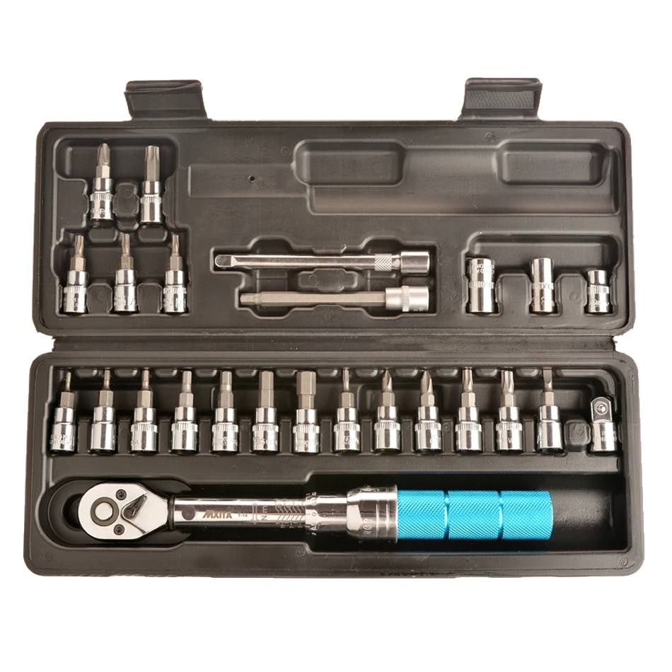 

MXITA 15 Pcs set Bicycle torque wrench 1/4"DR 2-14Nm bike tools kit set tool bike repair spanner hand tool set