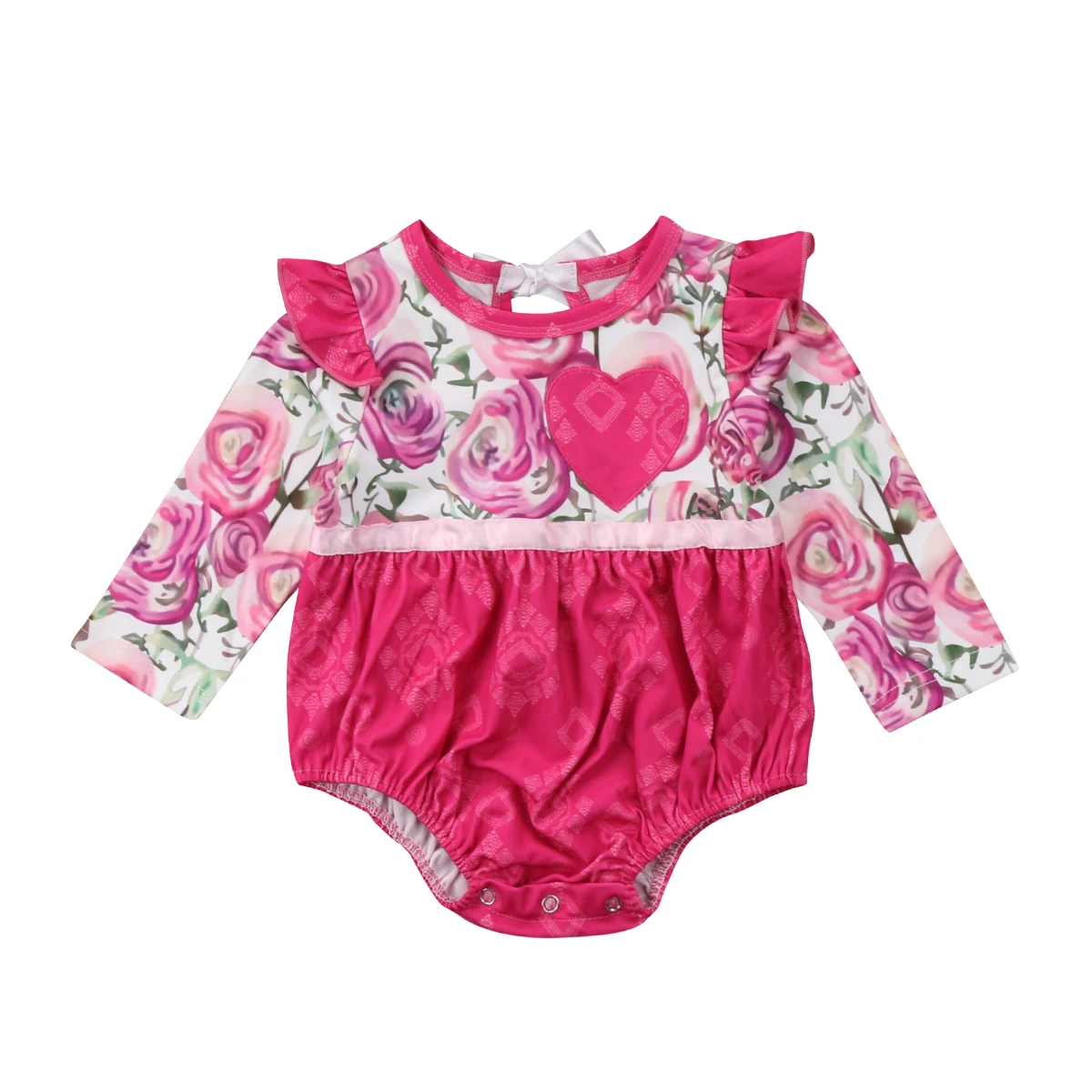 Мягкие боди в стиле пэчворк с цветочным принтом для маленьких девочек