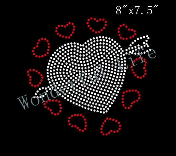 Бесплатная доставка сердца со стрелкой Стразы перенос с помощью утюга|hearts iron|heart