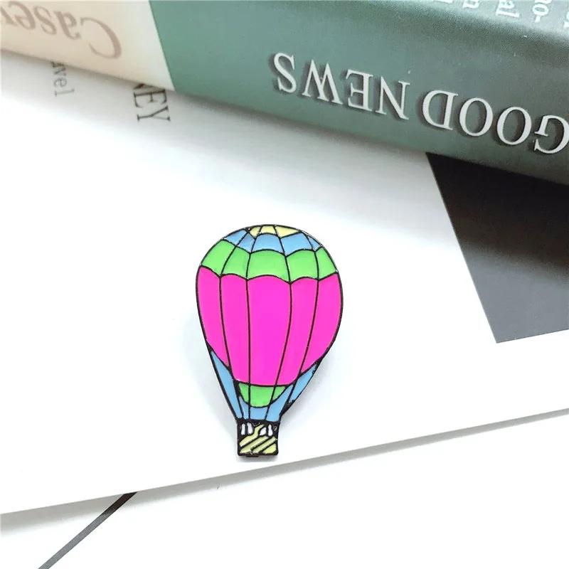 New pink hot air balloon brooch multicolored badge needle children fun denim clothing backpack pendant jewelry gift | Украшения и