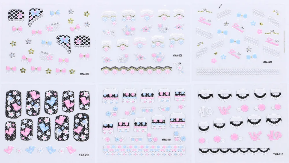 30 листов белое стикеры 3D на ногти Nail Art ожерелье Ювелирное Украшение клей для