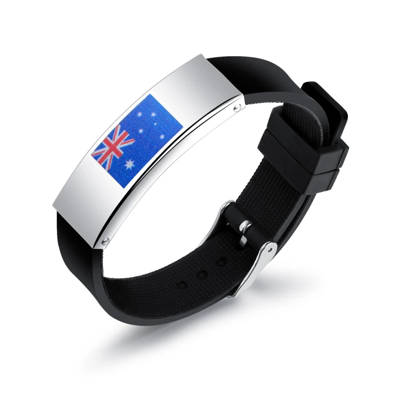 Australia Национальный флаг силиконовый браслет Испания Германия Англия Австралия Бразилия браслет для мужчин фитнес спортивные украшения размер регулируемый - Окраска металла: Australia