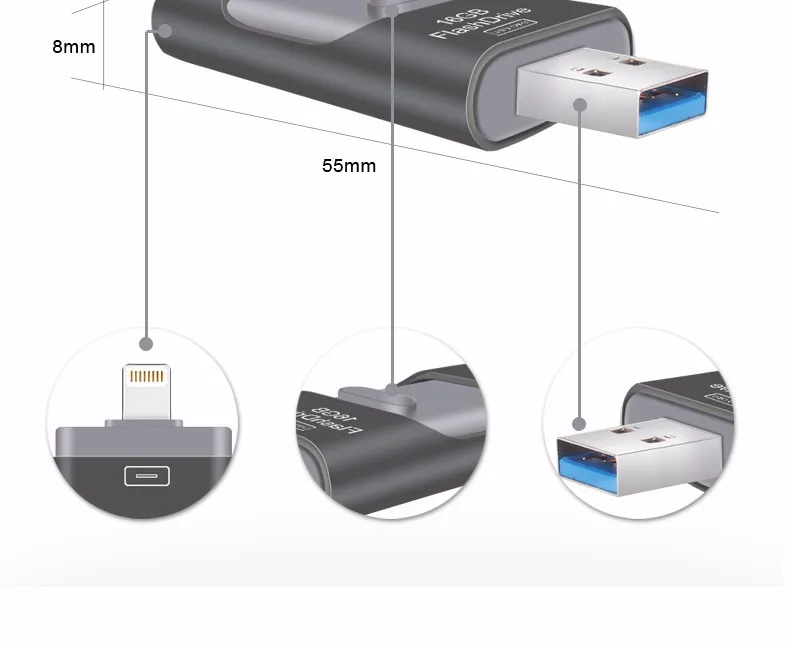Новинка, OTG usb 3,0, для iphone 7, usb флеш-накопитель для ipad, мини-накопитель, 8 ГБ, 16 ГБ, 64 ГБ, 128 ГБ, флешка, 32 ГБ, memoria cel, usb флешка