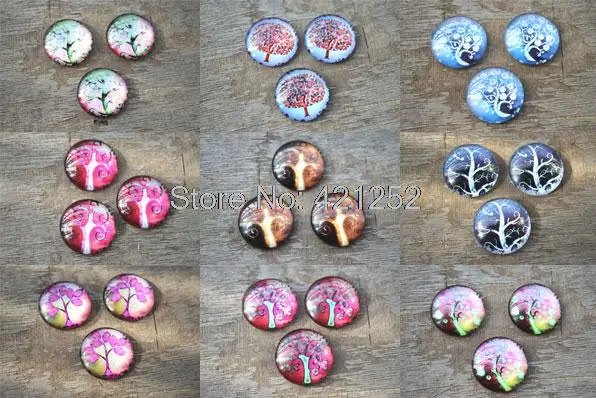 Стеклянные кабошоны ручной работы с изображением дерева жизни 3 шт. 25 мм