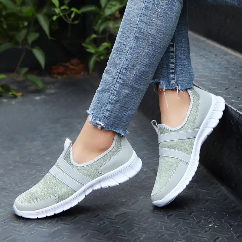 Light Green PINSEN/ осенние кроссовки; женская обувь из дышащего сетчатого материала; женские Балетки без шнуровки; лоферы на плоской подошве; женская обувь; теннисные туфли - Цвет: Light Green