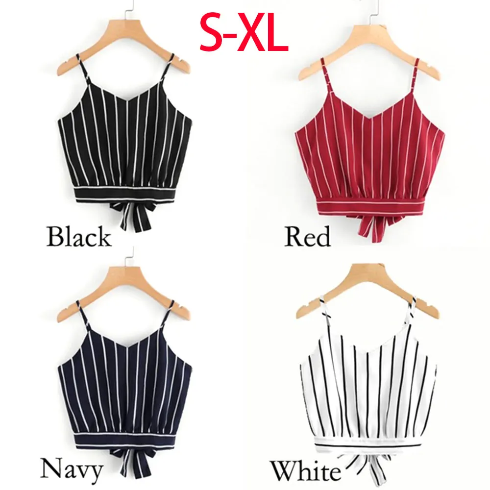 Пикантные Для женщин Короткие топы в полоску лук завернутый груди майка Нижнее