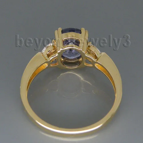 Женское Винтажное кольцо из желтого золота с сапфиром 7x9 мм | Украшения и