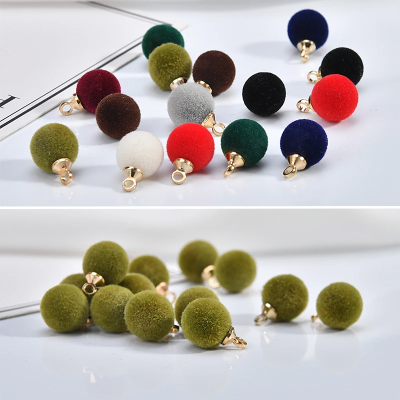 

New winter style 50pcs/lot color flocking geometry rounds balls shape resin beads diy jewelry earrings/garment pendant accessory