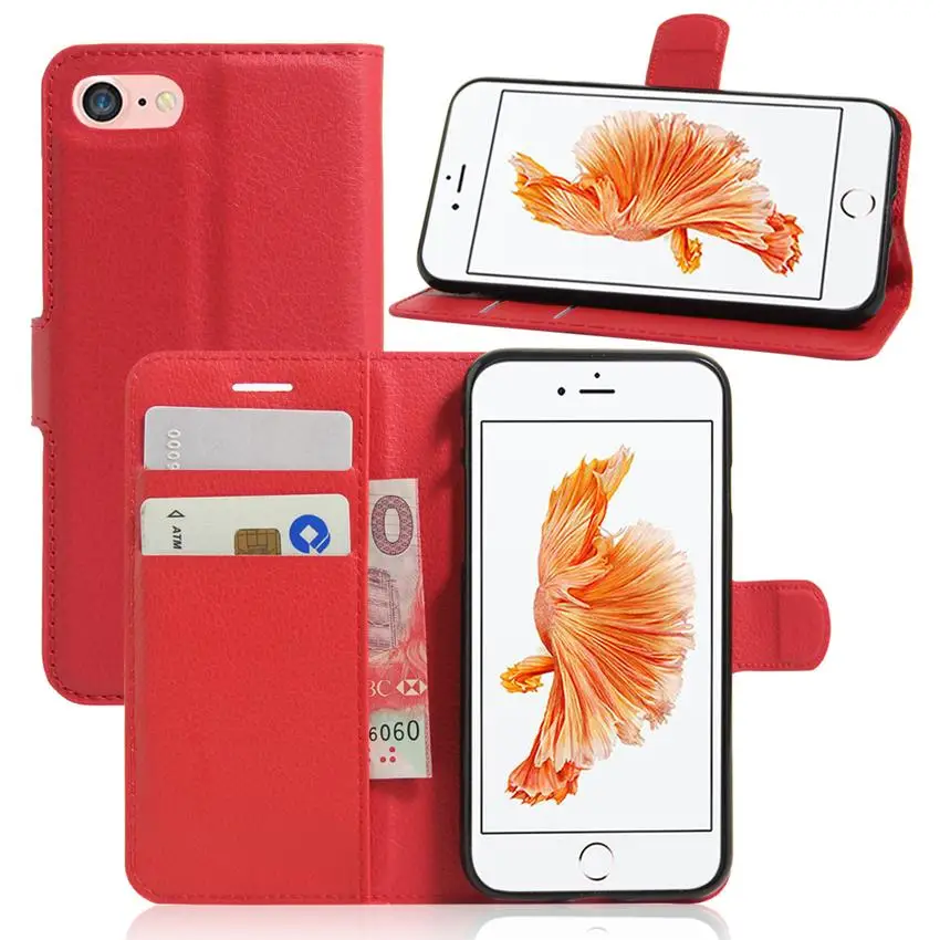 Чехол книжка с бумажником для Apple iPhone 4 4S 5 5C 5S SE 6 6S 7 8 Plus чехол телефона отделениями