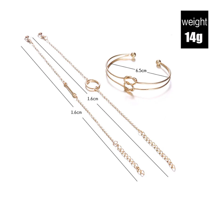 3 шт./набор набор браслетов женский полый двойной узел цепочка с сердечками