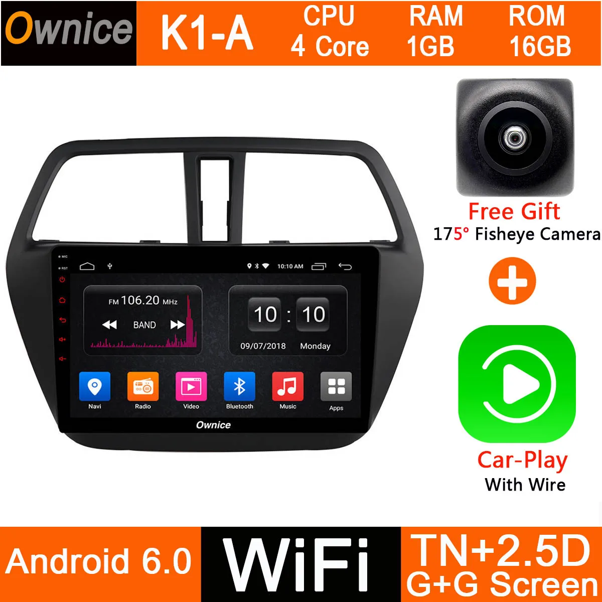 " ips Octa Core 4G+ 32G Android 9,0 автомобиль DVD CarPlay DSP для Suzuki SX4 S-Крест с крест 2013- автомобильное радио с GPS Радио ADAS - Цвет: K1-A-CarPlay
