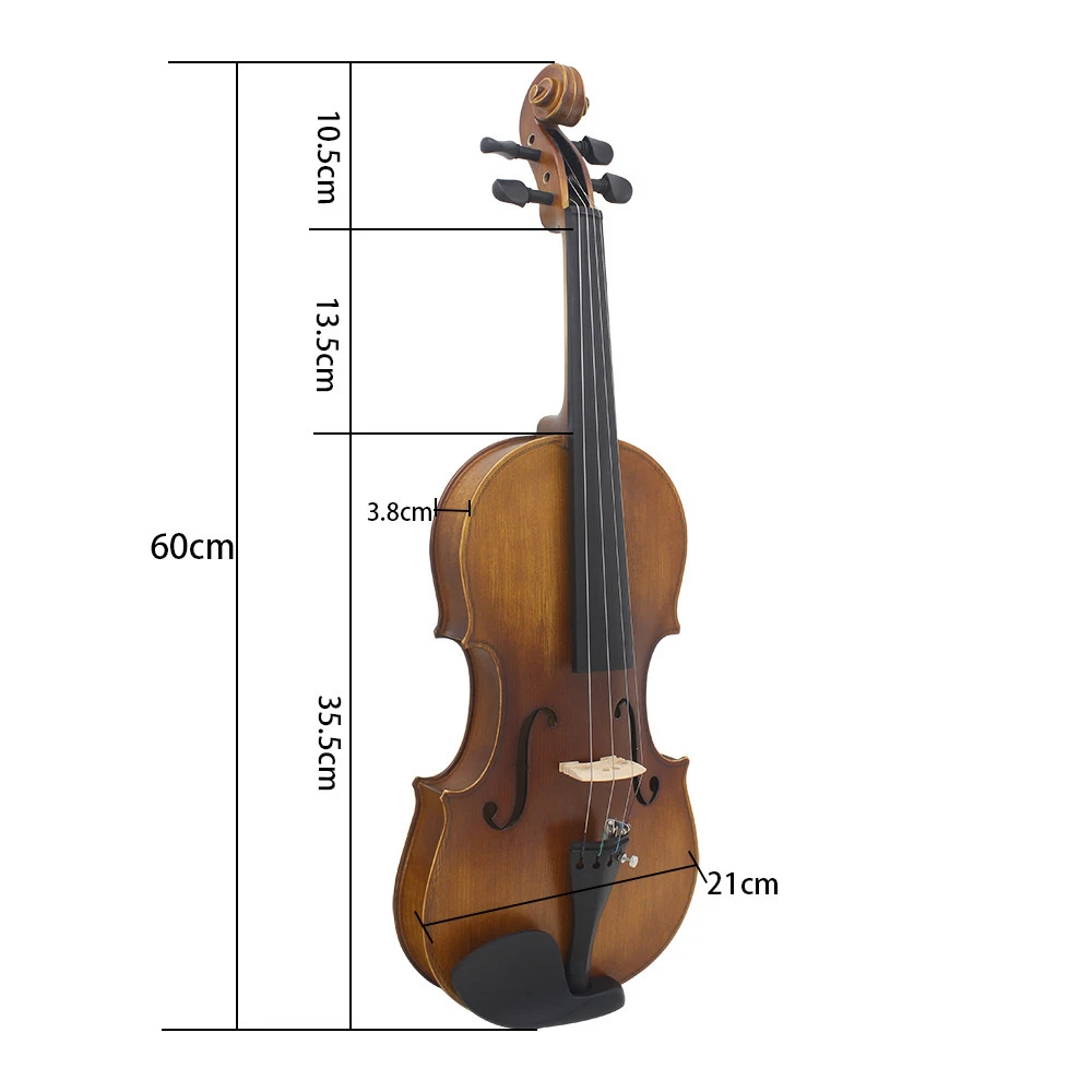 4/4 Full Size Violin Fiddle Solid Wood Matte Finish Spruce Face Board Ebony Fretboard with Hard Case Bow Rosin Clean Cloth | Спорт и