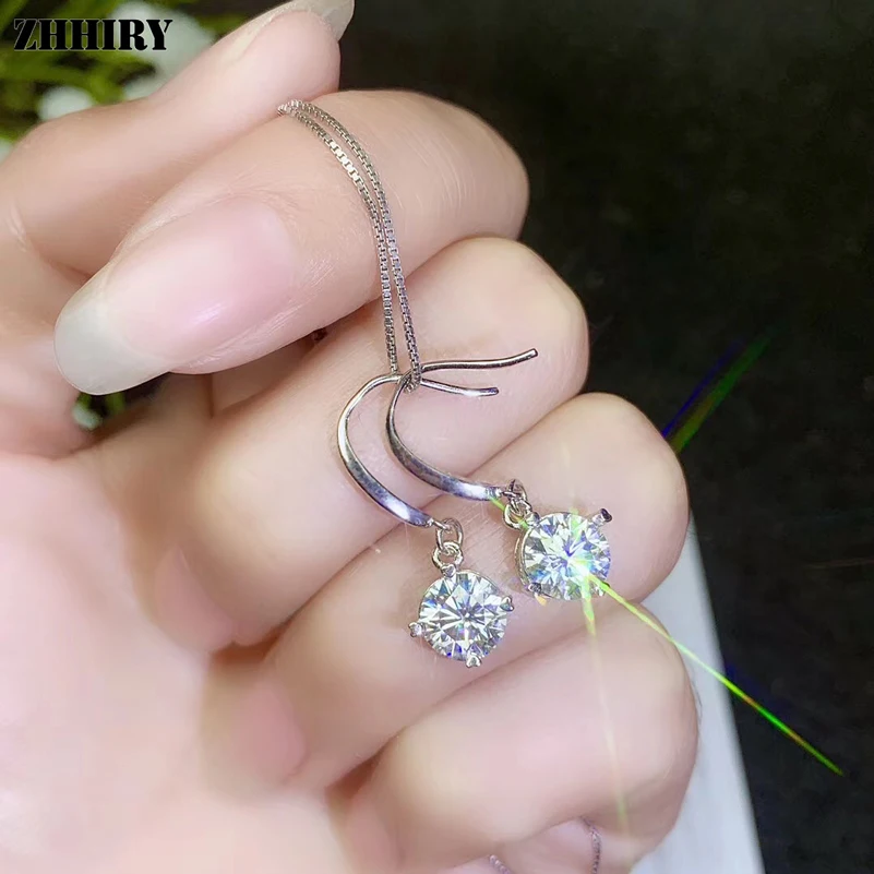 ZHHIRY настоящий Муассанит 925 пробы серебряные серьги для женщин серьги капли 2.2ct D VVS1 драгоценный камень с сертификатом ювелирные изделия
