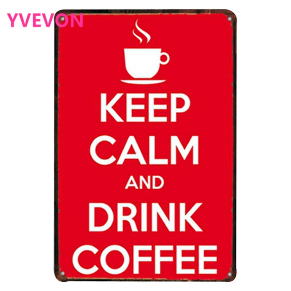 Металлические декоративные знаки для кафе KEEP CALM AND DRINK COFFEE винтажная неоновая