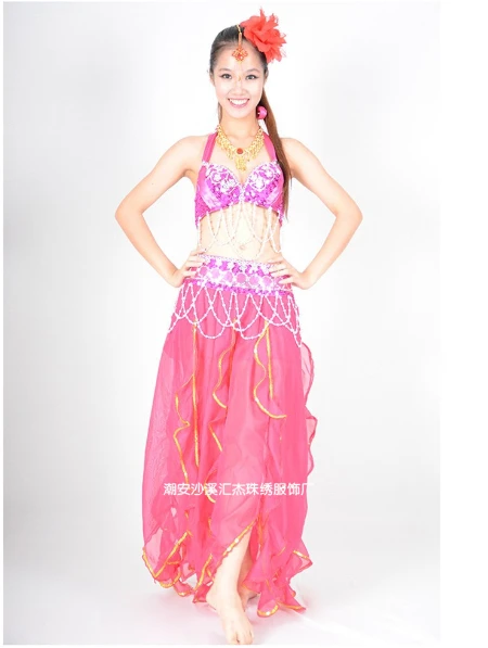 

New style belly dance costume wear Bra&Belt 2piece/ set ,accept any size 75B/C 80B/C 85B/C 90B/C/D 6 colors VL-153