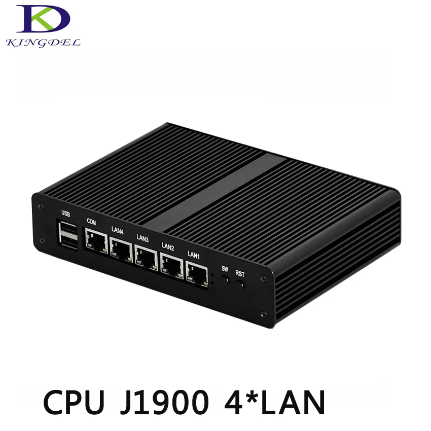 Online Kingdel I5 J1900 Quad Core Industrie PC,4 LAN Mini Computer Mit Schwarz Fall VGA Display Port Windows 7/Windows8.1, Linux,Ubuntu
