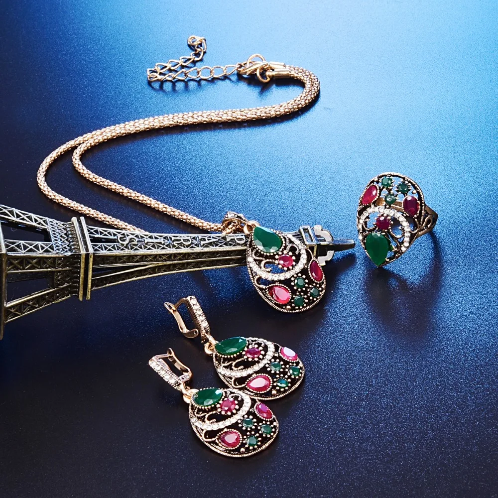Модные Разноцветные Для женщин Ювелирные комплекты с кристаллами Винтаж серьги