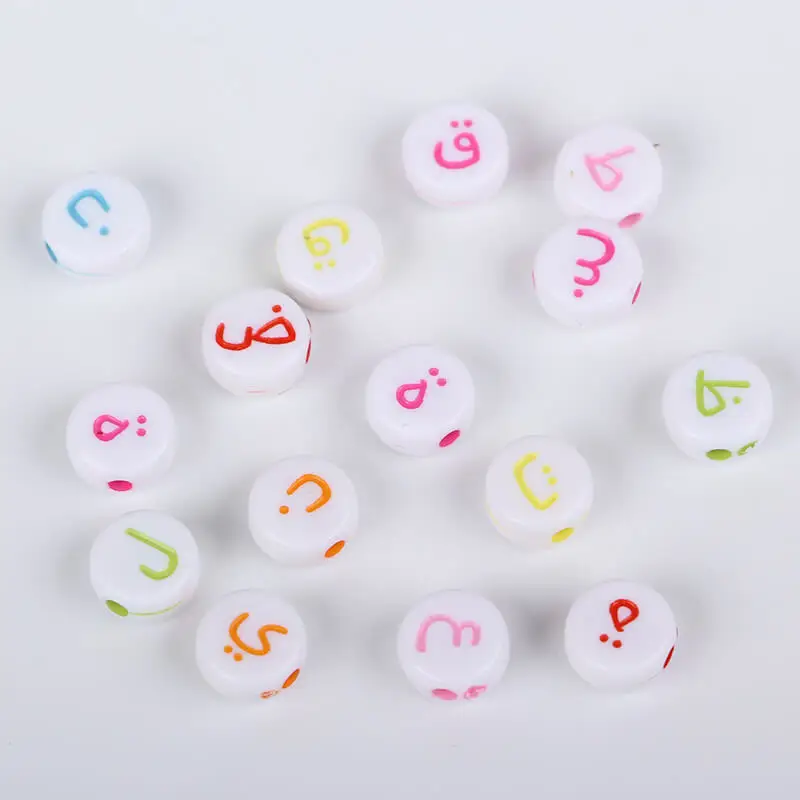 Модные Акриловые Арабские буквы цифровые бусины детский браслет с отверстиями