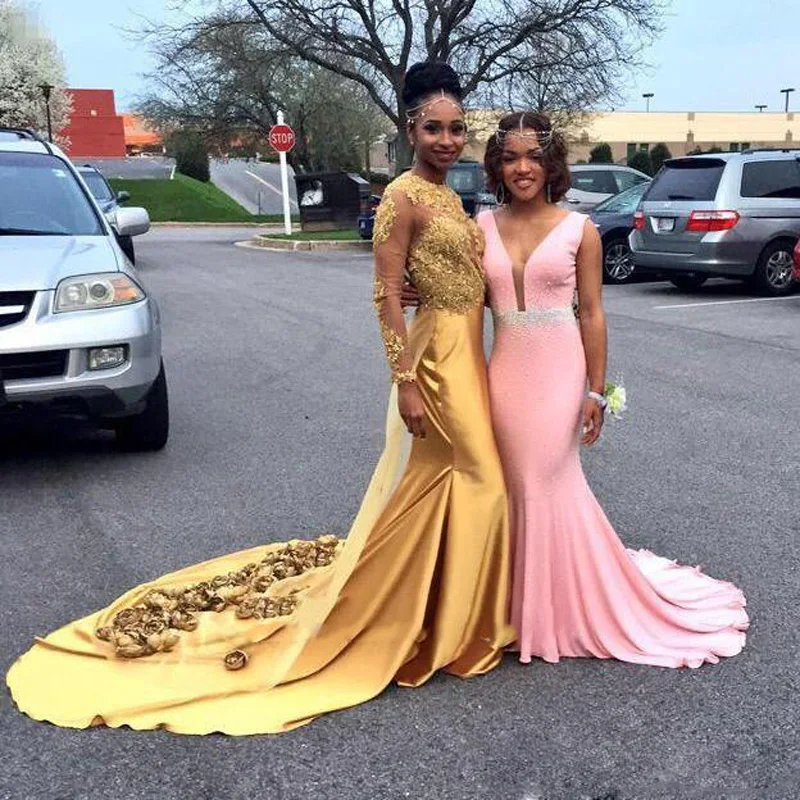 Vestido De Fiesta сексуальное Золотое Платье-Русалка для выпускного цветочное