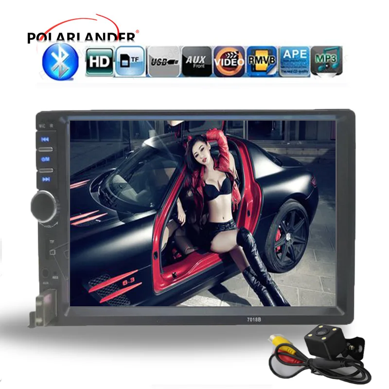 Автомобильный MP3 плеер 2 Din с 7 дюймовым сенсорным HD экраном 1080HD Bluetooth стерео радио