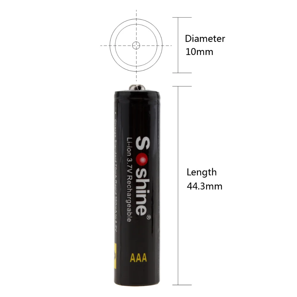 4 предмета в комплекте Soshine 3 7 V 350mAh 10440 AAA литий ионная литиевая батарея +