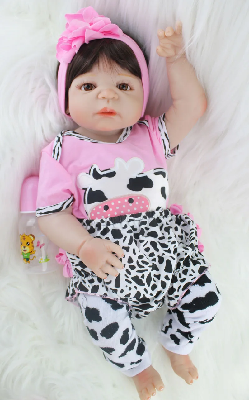 

55cm Full Body Silicone Reborn Girl Baby Doll Lifelike 22" Vinyl Newborn Princess Baby Doll Girl Brinquedos Waterproof Bathe Toy