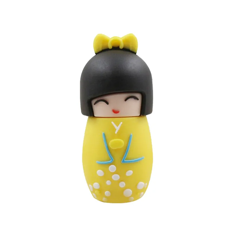 Yellow Мультяшный флеш-накопитель японские куклы кимоно девушка usb флэш-накопитель 64 ГБ 32 ГБ 16 ГБ 8 ГБ 4 ГБ флэш-карта памяти Флешка для детей Подарки - Цвет: Yellow