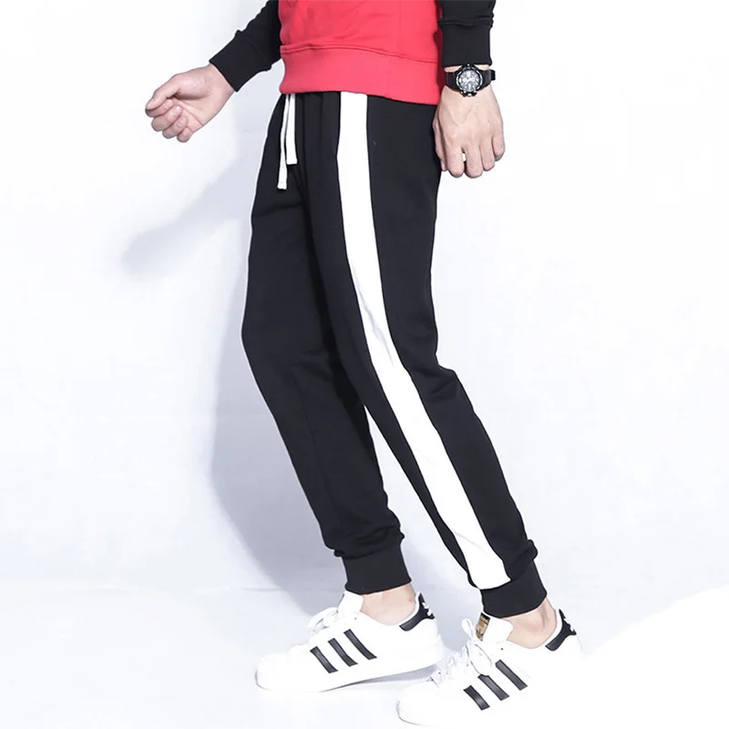 2018 новые мужские спортивные штаны с принтом и боковыми полосками повседневные