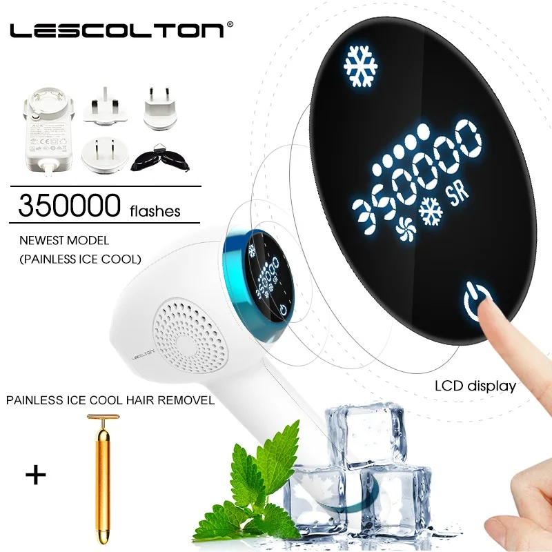T011C with gift 2 Lescolton Новинка Icecool 4в1 IPL лазерная Машинка для удаления волос лазерный эпилятор для удаления волос постоянный Электрический эпилятор лазер - Цвет: T011C with gift 2