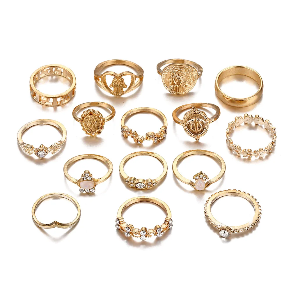 Женские кольца в стиле бохо винтажные золотые комплекты колец на фалангу форме