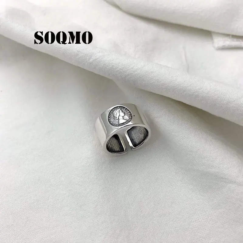 Style A SOQMO новые ювелирные изделия Винтаж серебро 925 кольцо Королева елизания Открытые Кольца для женщин anillos plata 925 para mujer SQM264 - Цвет основного камня: Style A