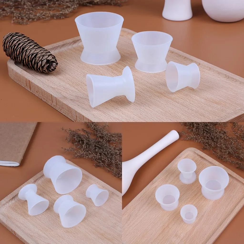 

2021 New 4pcs/set Self-solidifying Cups Dental Lab Silicone Mixing Cup Dentist Dental Medical Equipment Rubber Mixing Bowl