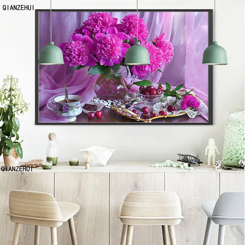 Стразы DIY пластиковые поделки алмазная фиолетовая ваза фруктовая квадратная