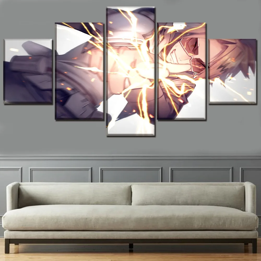 Modern Painting 5 Pieces Anime My Hero Academia Denki Kaminari Pictures Canvas Art Printed One Set Poster Home Decor Framework | Дом и сад