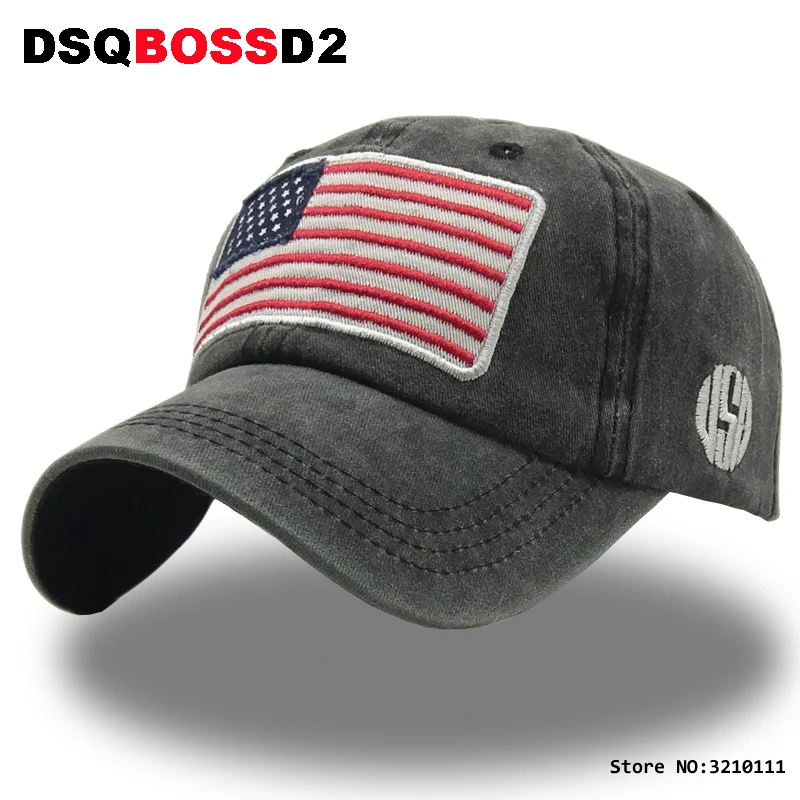 DSQBOSSD2 100% хлопковая бейсбольная кепка с флагом США для мужчин и женщин джинсовая