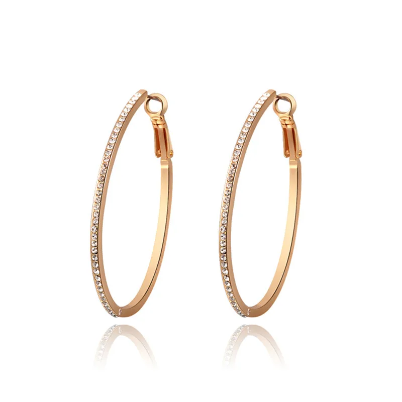 Серьги кольца GS с кристаллами женские большие ювелирные украшения под розовое