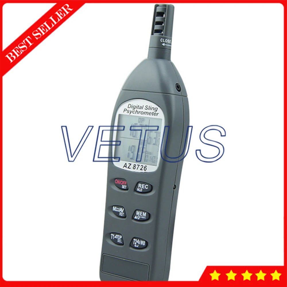 AZ8726 цифровой Psychrometer точки росы измерительный Гигрометр-зонд/DP/WBT/память |