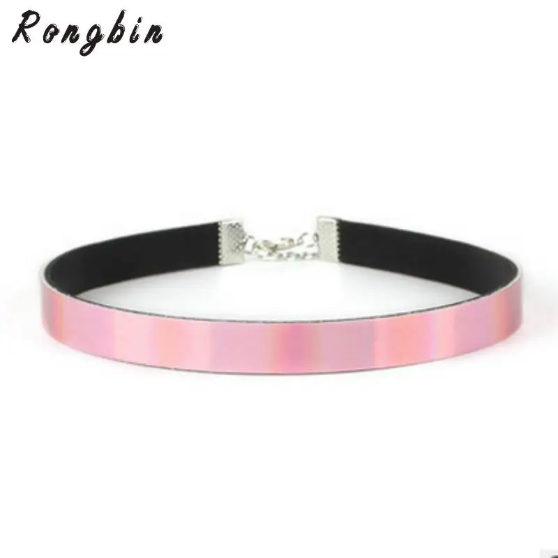 Женское колье чокер из искусственной кожи голографический Макси ручной работы в