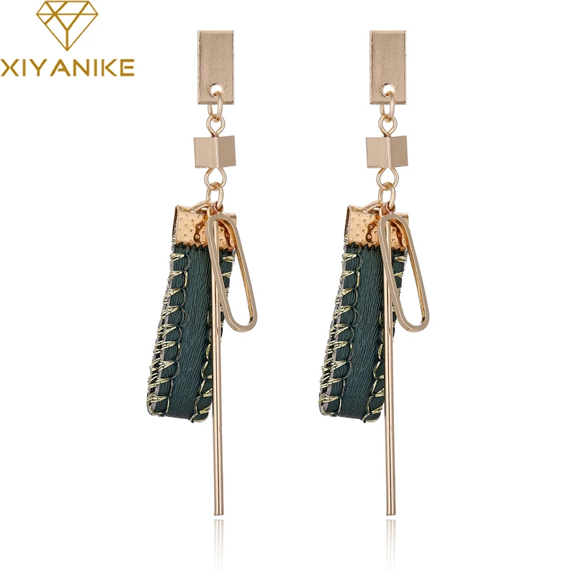 XIYANIKE корейские модные длинные серьги кожаные с кисточками для женщин золотого