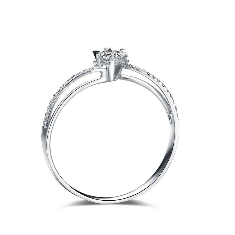 ZOCAI 0.15ct свадебное кольцо сертифицированные, подлинные реальные Алмазные обручальные кольца 18 K из белого золота с бриллиантами кольцо W00121