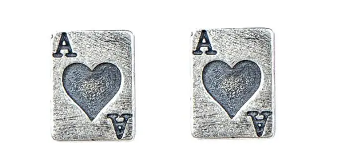 Personalized Heart Playing Poker Cards Stud Earrings Genuine 100% 925 Sterling Silver Punk Style Jewelry | Украшения и аксессуары