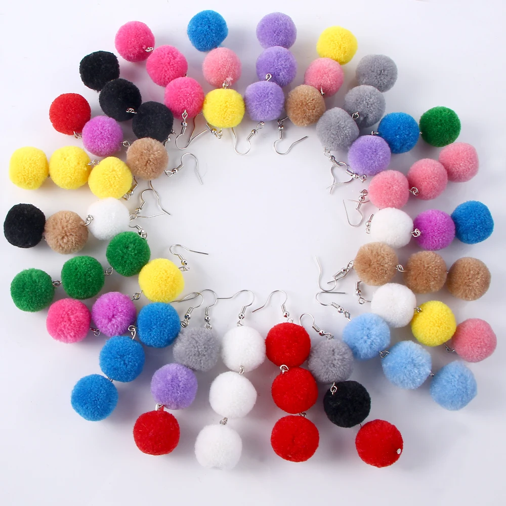 Модные женские ювелирные изделия серьги с помпоном несколько цветов круглые