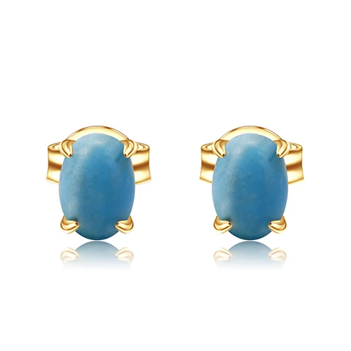 Gold Color GEM'S балетные серьги с натуральным зеленовато-бирюзовым драгоценным камнем, 925 пробы серебряные серьги-гвоздики ручной работы для женщин, хорошее ювелирное изделие - Цвет камня: Gold Color