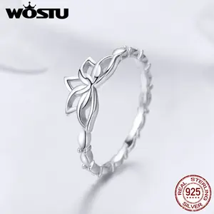 Женское кольцо с цветком лотоса WOSTU, оригинальное кольцо с цветком лотоса из стерлингового серебра 925 пробы на свадьбу, 2019