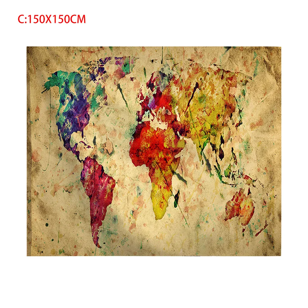 Винтажная карта мира гобелены Висячие хиппи покрывало йога коврик новая кровать