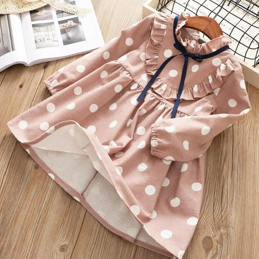 New arrive Girl dot dress For 2-7T children clothing Spring Autumn kids Clothes girls party bow knot princess | Детская одежда и