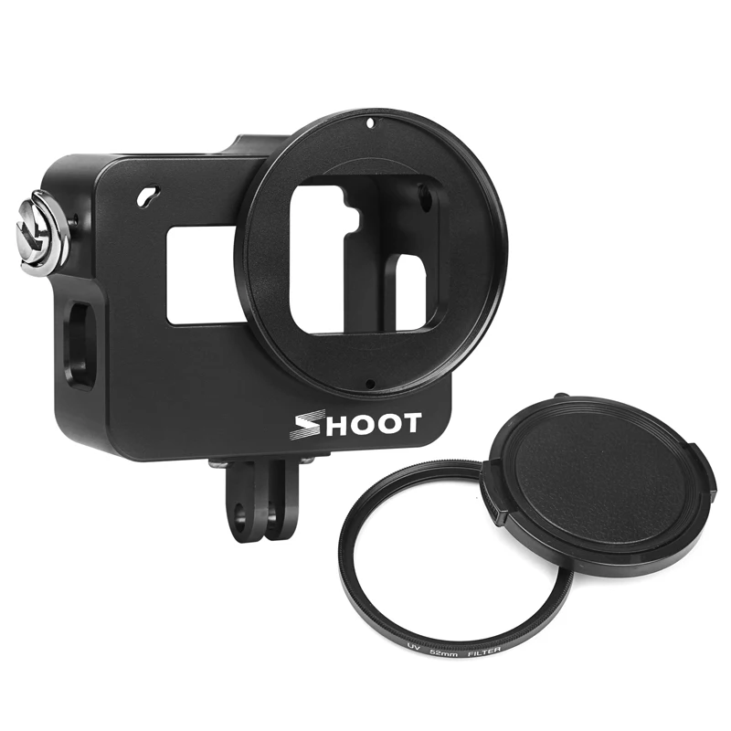 Aluminum CNC Protective Case Anti-Fall Frame Housing with Rear cover 52mm UV filter For GoPro Hero 5 6 7 black Camera Accessory |
